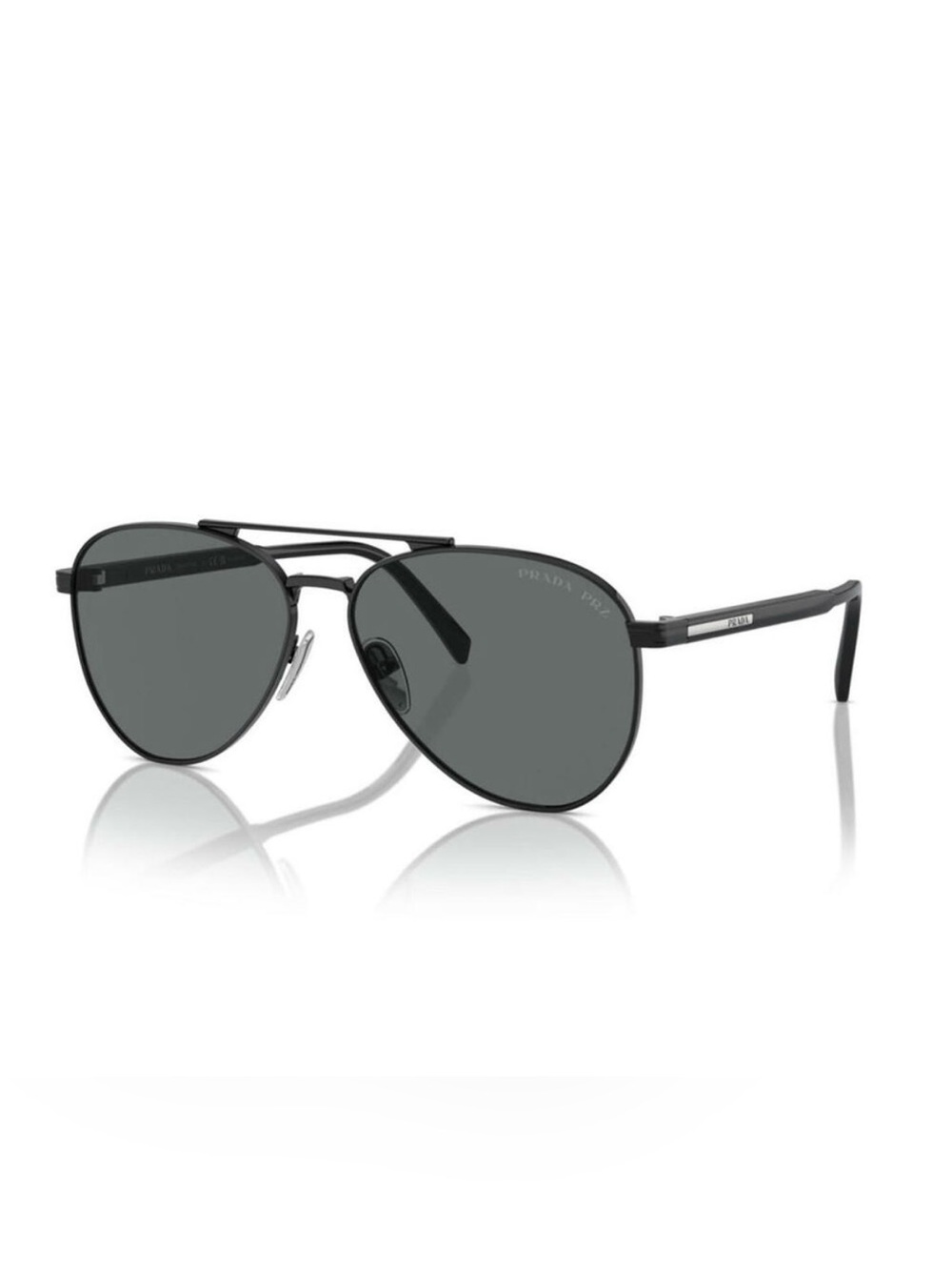 Prada Men’s Black Aviator Sunglasses with Dark Gray Lenses